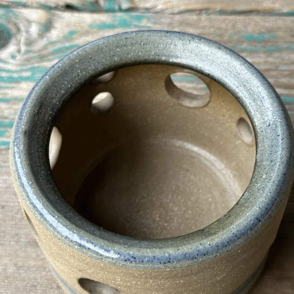 Ballard Candle Holder Pottery Stoneware Diffuser 5.5 Inch Warm Wax Floral Signed